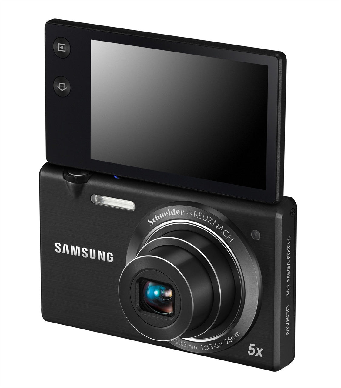 Samsung MV800 - 16.1 MP, F2.5 Bright lens, DIS (Digital Image Stabilisation), 3.0" (7.5cm) QVGA Movable Display, TTL Auto Focus (Multi, Centre, Face Detection, Object Tracking)