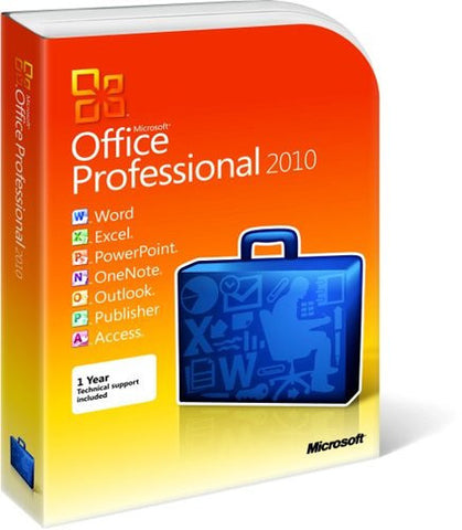 Microsoft Office 2010 Professional - Retail FPP - Word, Excel, PowerPoint, Outlook, OneNote, Access & Publisher - Includes DVD, 1 User / 2 PC