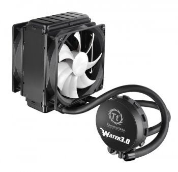 Thermaltake Water 3.0. Pro Closed Loop Water Cooler - CPU support for socket 775/1150/1155/2011/AM3+/FM2, Maintanence Free, High Performance Copper Waterblock
49x120mm Radiator, Dual 12cm PWM fans, 1200 - 2000rpm, Easy and Simple Installation, 2 Year Warr