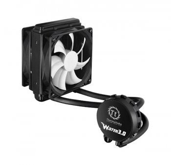 Thermaltake Water 3.0. Performer Closed Loop Water Cooler - CPU support for socket 775/1150/1155/2011/AM3+/FM2, Maintanence Free, High Performance Copper Waterblock
27x120mm Radiator, Dual 12cm PWM fans, 1200 - 2000rpm, Easy and Simple Installation, 2 Yea