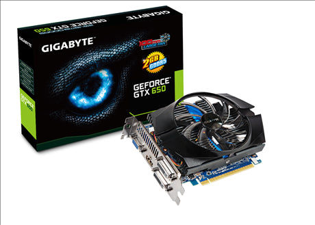 Gigabyte nVidia GeForce GTX650 - 650 GV-N650OC-2GI -2048MB GDDR5, 128-Bit Memory Bus, PCI Express 3.0 (x16), Connections : 1x D-SUB, 2x Dual-link DVI-D, 1x HDMI Core: 1110MHz / Memory: 5000MHz, DirectX 11, Dual-Slot, Fan