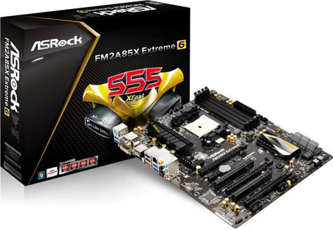 ASRock AMD A85X Extreme6 Motherboard, Supports AMD Trinity APU (A10/A8/A6/A4), DDR3 2600+ (OC), Dual Memory Channel, 4x DIMM Slots (Max 64GB)
7x SATA3, 3x PCI-E (x16), 1x PCI-E (x1), 2x PCI-32Bit, 4x USB 3.0 Ports, RAID 0,1,5,10 Support, 3-Way AMD CrossFi