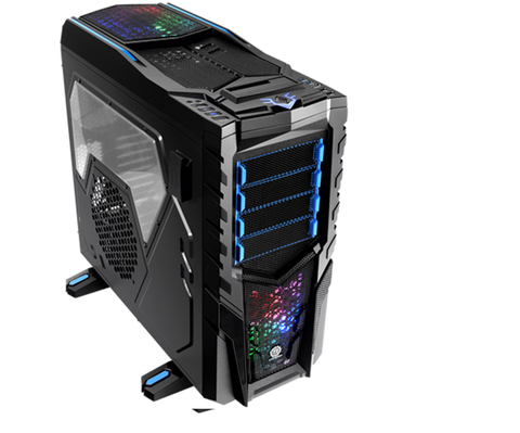 Thermaltake Chaser MK-I Gaming Chassis - ATX, USB 3.0 Superspeed Ports, Top Mounted HDD Dock, Tooless Design, Thermal & Cable Management, Liquid Cooling Ready
Drive Bays: 5.25" x2, 3.5" x6, Fans: 1x 200mm Blue LED Front, 1x 140mm Rear, 8x Expansion Slots