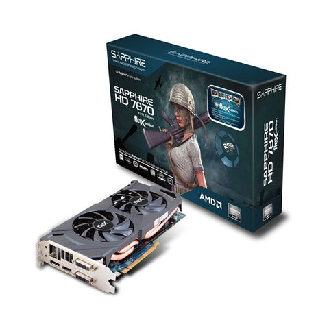 Sapphire AMD Radeon HD 7870 GHz Flex PCI-Express x16 3.0, GDDR5 2GB, 256-Bit, GPU:1000MHz (1050MHz Boost)/Mem:4800MHz, DVI x2, HDMI x1, DisplayPort x1, DirectX 11
Dual Slot ATX, Dual-X Cooling, AMD Avivo HD, AMD PowerTune, HD3D, AMD Stream, Eyefinity 2.0.