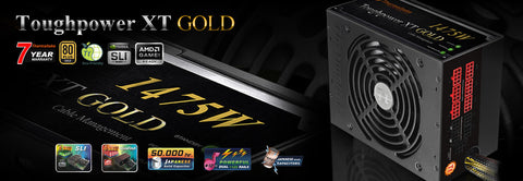 Thermaltake Toughpower XT 1475W - SATA x16, PCI-E 6+2 Pin x8, 80+ Gold Certified, 140mm LED FAN, Active PFC, 4-way Crossfire and SLI Ready, Modular design, S.T.P. Indicator