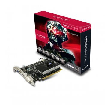 Sapphire AMD Radeon R7 240, PCI-Express x16 3.0, DDR3 4GB, 128-Bit, GPU:730MHz / Mem:1800MHz, DVI x1, HDMI x1, D-Sub x1, DirectX 11.2
Single Slot ATX, AMD PowerTune Technology, TriXX Utility, AMD App Acceleration, AMD CrossfireX Support
