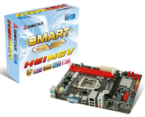 Biostar Intel H61 DDR3-1333/1600Mhz 16GB, VGA, Integrated Video : By CPU Model, Sound, Lan, Sata, Usb, Pci-E 3.0, LGA-1155,