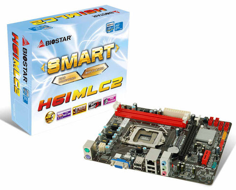 Biostar Intel H61 DDR3-1333/1600Mhz 16GB, VGA, Integrated Video : By CPU Model, Sound, Lan, Sata, Usb, Pci-E 3.0, LGA-1155,